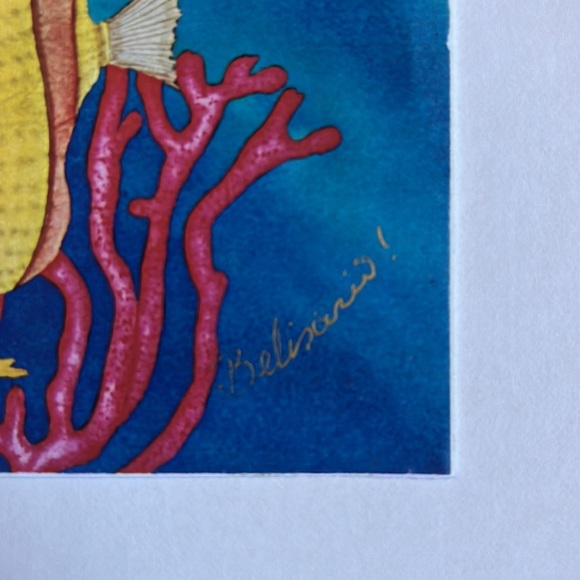 Pair of colorful Artist’s prints of tropical fish, 12” x 10”, in black frames - Picture 9 of 11